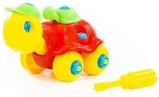 Kleurige schildpad met schroevendraaier