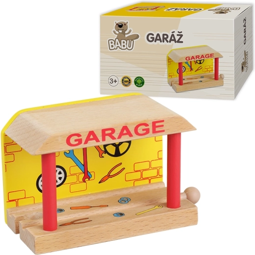 Babu houten garage voor treintjes
