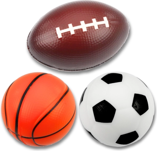 Set schuimballetjes – voetbal, basketbal en rugby, 3 stuks