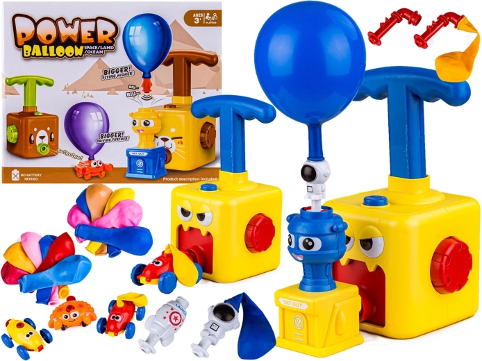 Ballon-lanceerbaan met pompje – geel monster