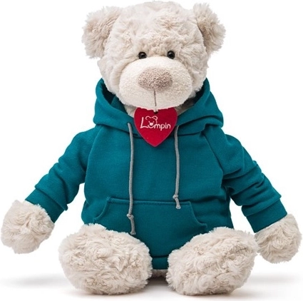 Woodyland pluche teddybeer Spencer in een blauwe hoodie 36 cm