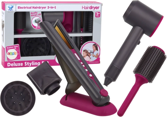 Kappersset voor kinderen met föhn en stijltang