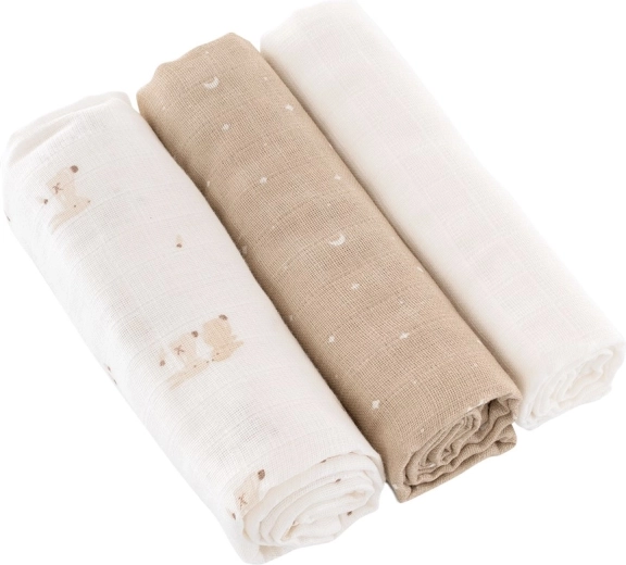 Träumeland stoffen luiers hop hop bunny beige 80 × 80 cm (3 stuks)