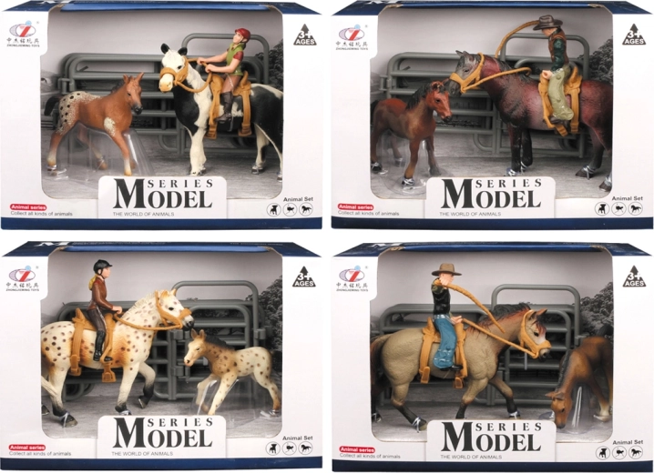 Boerderijdieren – set met paarden, ruiter en veulen