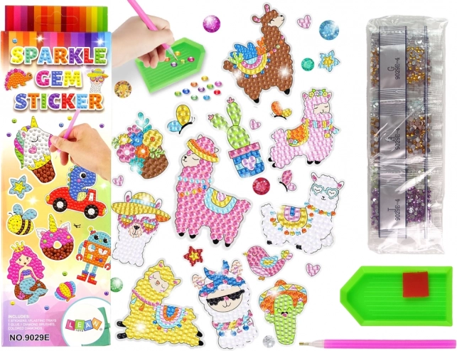 Doe-het-zelf set lama-stickers met diamantkunst