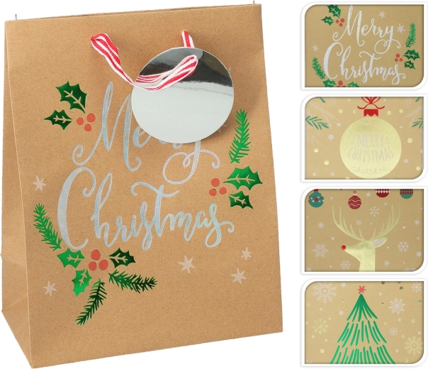 Cadeautas kerst M 23 × 18 × 10 cm, mix van decoraties