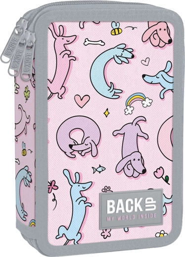 School etui met drie vakken en vulling BackUP Cute Dogs
