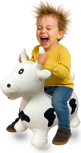 Jamara HoppyDoo springdier koe wit-zwart met pomp