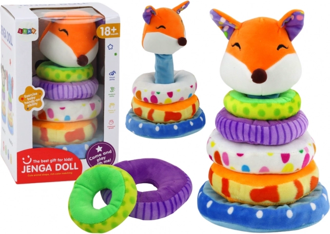 Pluche educatieve piramide met vos 27 cm