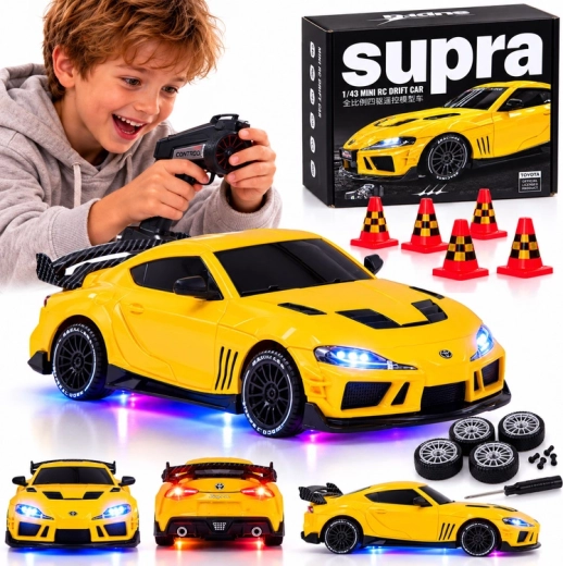 Op afstand bestuurbare Toyota Supra Drift-auto 1:43 4x4 met ledverlichting