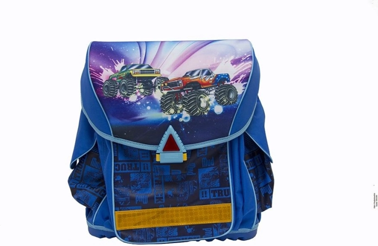 Ergonomische en extra lichte schooltas Elite blauw met auto’s