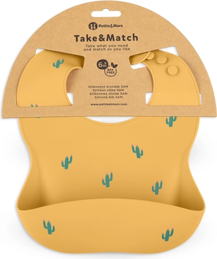 Petite&Mars siliconen slabbetje Take&Match oker cactussen 6m+