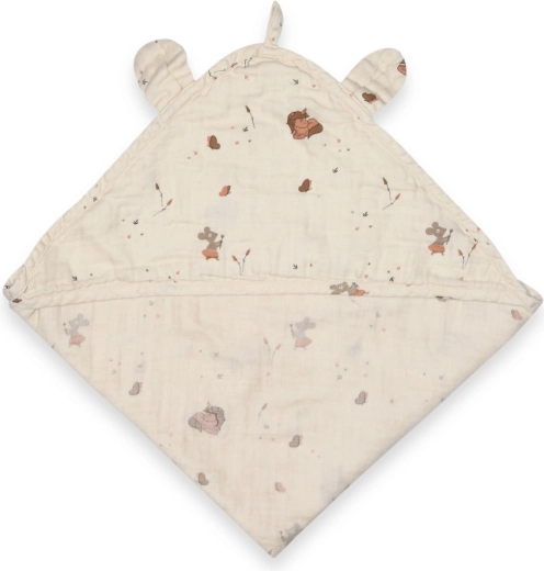 Nuuroo Danila mousseline kinderbadhanddoek met capuchon cream unicorn