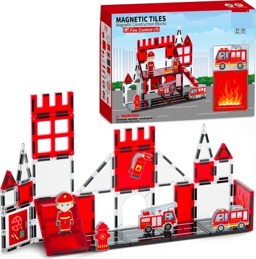 Magnetische bouwset brandweer 32 st.
