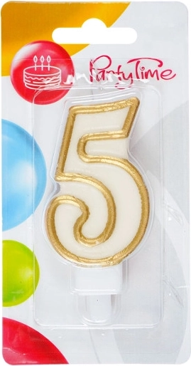 Verjaardagskaars cijfer 5 goud