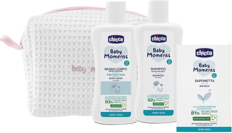 Chicco cosmetische toilettas Baby Moments roze – cadeaupakket voor baby’s