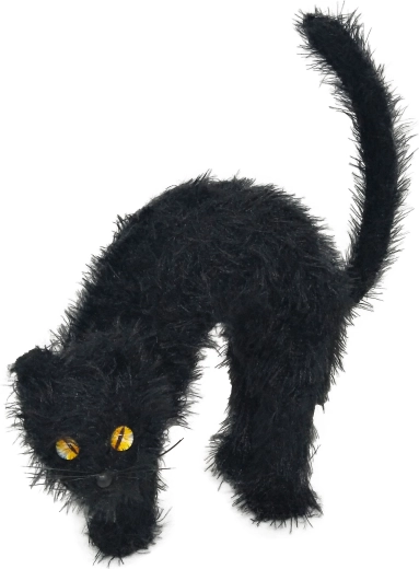 Feestdecoratie zwarte kat 22 cm