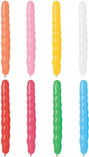 Gemar lange spiraalballon in pastelkleuren 8/25 cm - 1 stuk