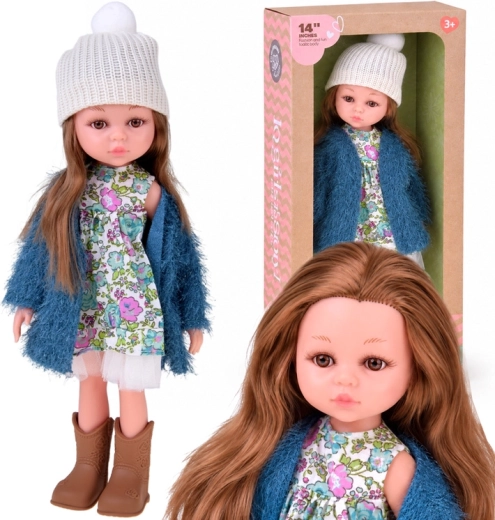 Herfstmodepop met bruin haar 35 cm