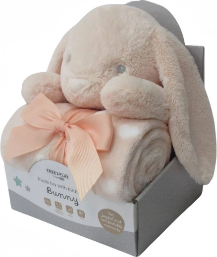 Freeon free2play pluchen konijntje met deken bunny peach - 1 stuk