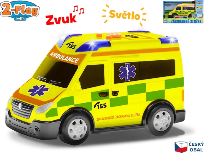 2-Play Traffic ambulance met Tsjechisch design 13,5 cm met licht en geluid