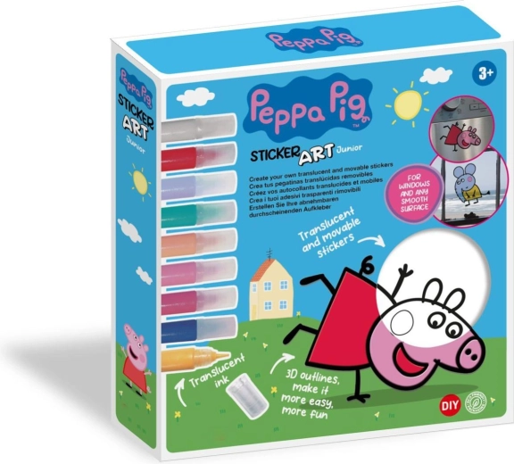 Creatieve set raamstickers en kleurplaten Peppa Pig met transparante verf 25 × 26,5 × 5 cm