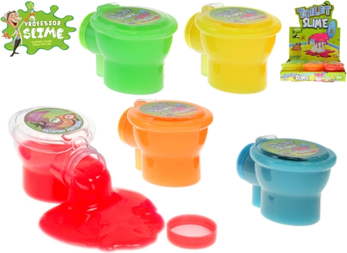 Professor Slime toilet met slijm 10 cm, 6 kleuren