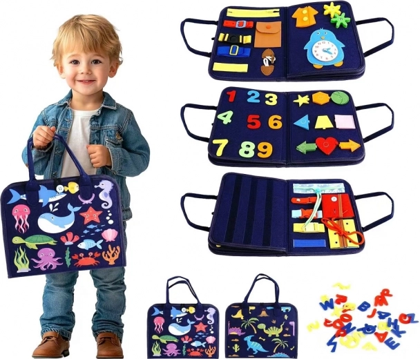 Sensorisch busy-boek – water- en dinosauruswereld