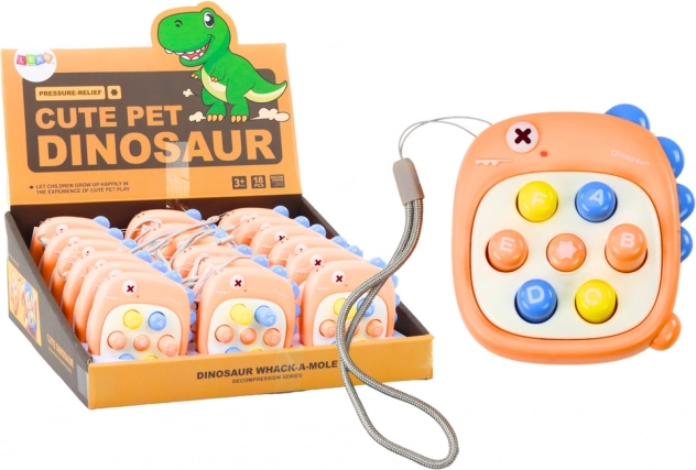 Interactief spel Whack A Mole met lettertjes oranje dinosaurus