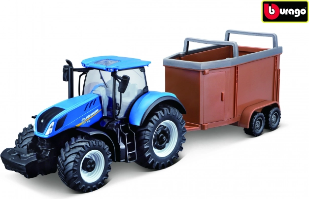 Tractor New Holland met paardenaanhanger