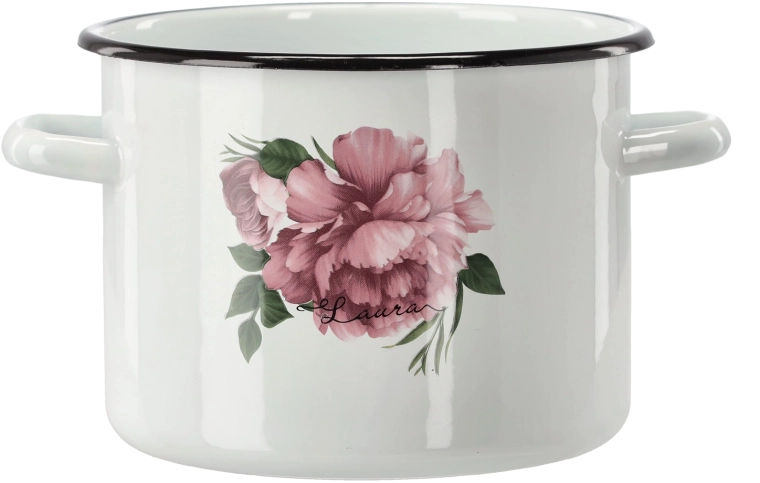 Gemailleerde pan 4,5 l, 20 cm, wit, Pioen Laura