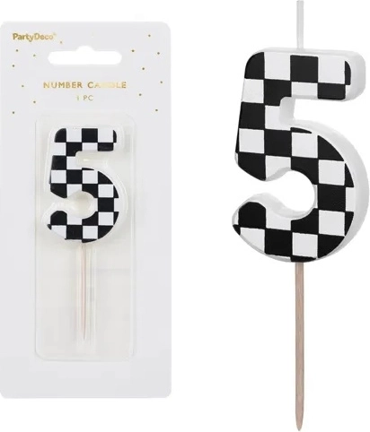 Verjaardagstaartkaars cijfer 5 (mix) 5,5 cm - 1 stuk