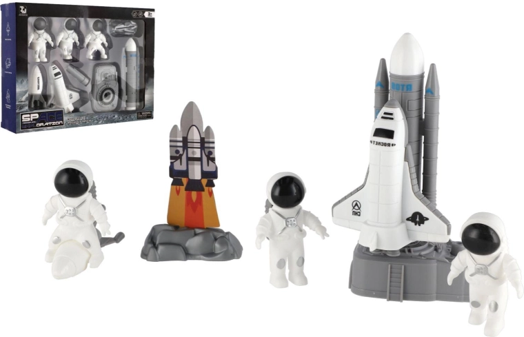 Ruimteset – astronauten en lanceerbare spaceshuttle met accessoires