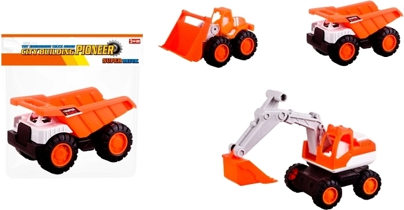 Kunststof bouwspeelgoed – graafmachine of kiepwagen