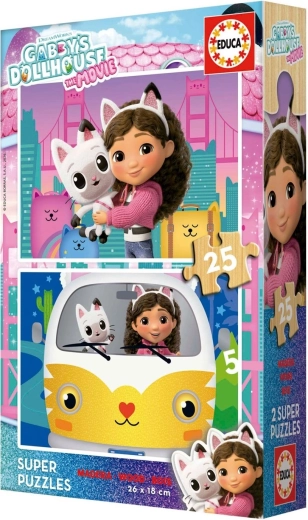 Educa houten puzzels Gabby's poppenhuis 2 x 25 stukjes