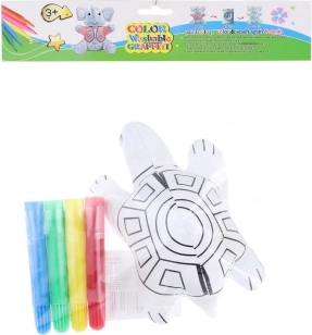 Kleurenschildpad – opnieuw inkleurbare pluchen knuffel met stiften