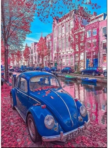 Schilderij om te schilderen op nummer op frame 40 × 50 cm retro kever