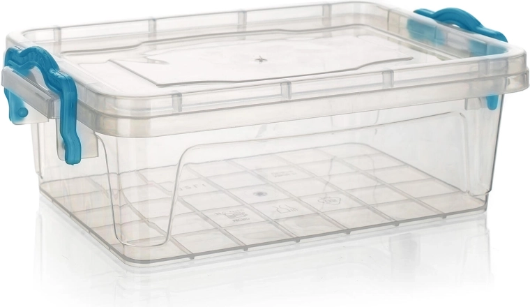 Gema voorraaddoos rechthoekig 0,5 l met turquoise handgrepen