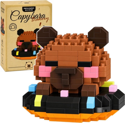 Mini constructieset capibara op een donut bruin (306 stukjes)