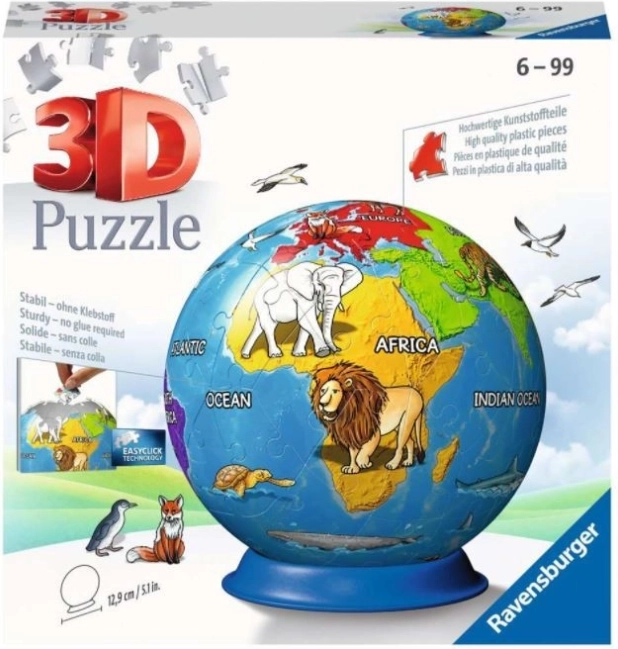Ravensburger 3D-puzzel kinderwereldbol, 72 stukjes