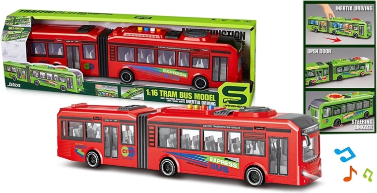 Dubbelgelede bus – kinderspeelgoed met geluiden en lichtjes