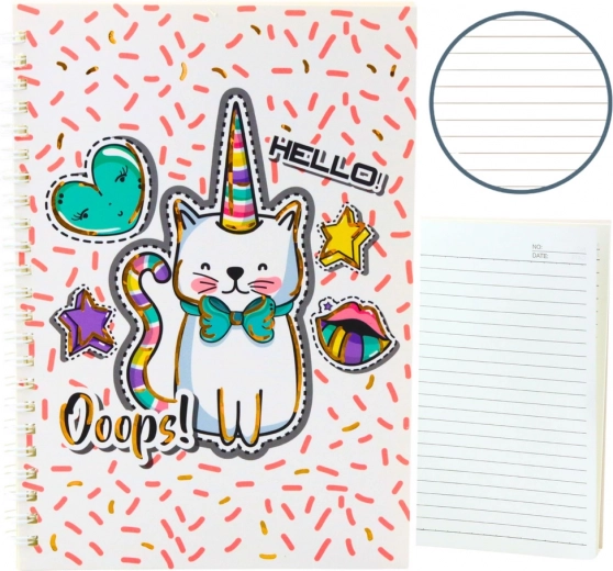 Notitieboek met eenhoornkat in roze patronen A5