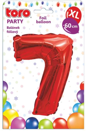 Folieballon cijfer 7, 60 cm, rood TORO