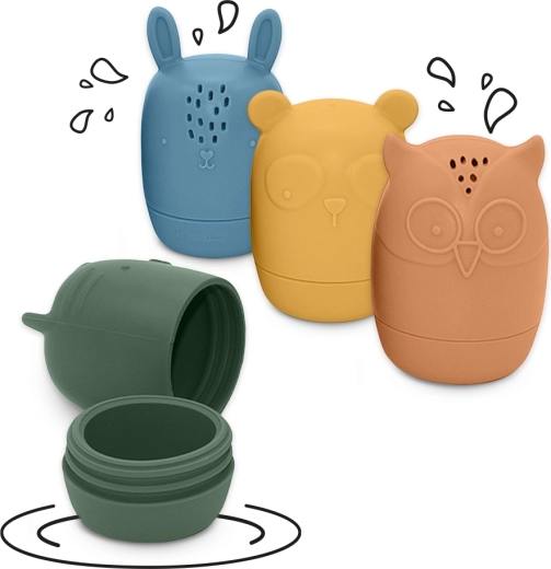 Siliconen waterspeelgoed Petite&Mars Amigos, 4 stuks, 6m+