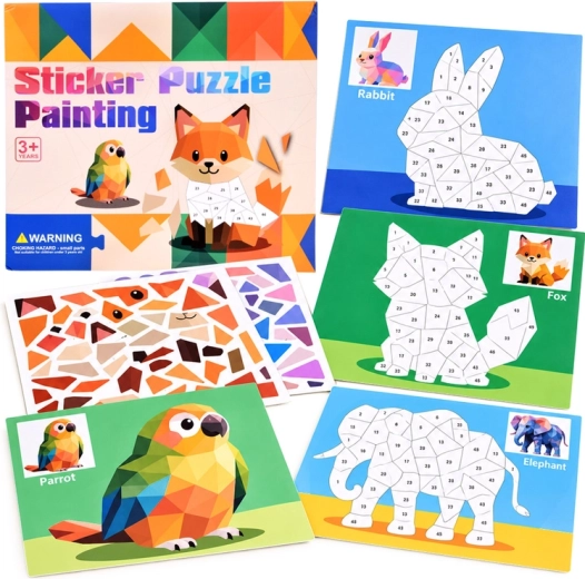 Cijfermozaïek met stickers van dieren – 8 afbeeldingen