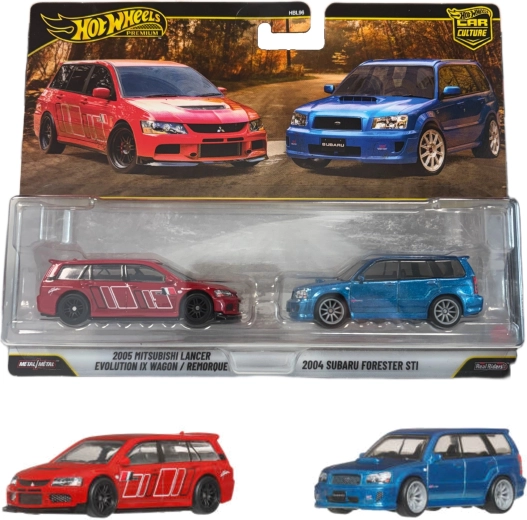 Hot Wheels Premium dubbelpack – 2004 Subaru Forester STI en 2005 Mitsubishi Lancer Evolution