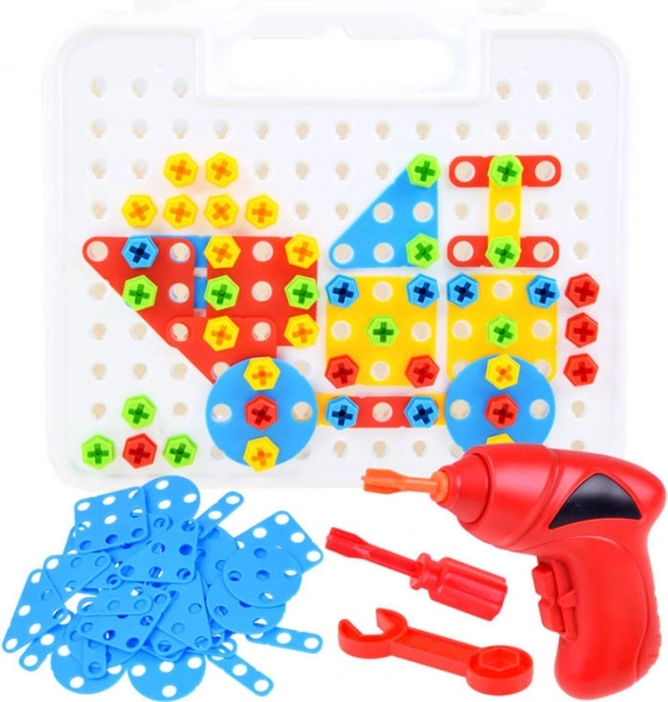 Grote constructieset in koffer met boormachine, 268 onderdelen