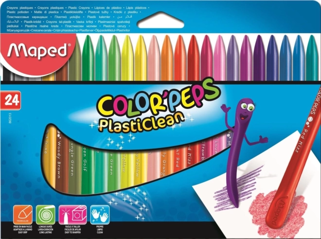 Driehoekige plastic pastelkrijtjes Color'Peps PlastiClean 24 stuks