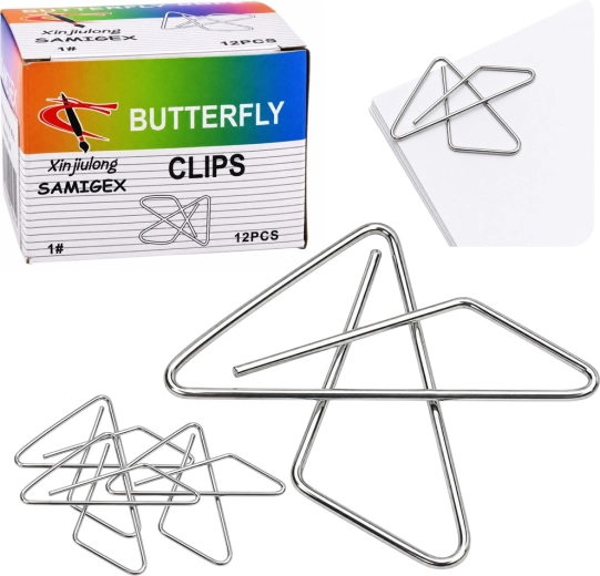 Kruisvormige metalen "vlinder"-paperclips 24 mm (100 stuks)