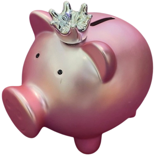 Keramische spaarpot varkentje met kroontje